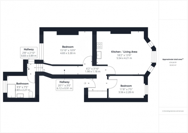 Floor Plan Image for 2 Bedroom Apartment for Sale in Ventnor Villas, Hove