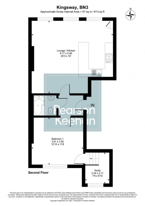 Floor Plan Image for 1 Bedroom Apartment for Sale in Kingsway, Hove