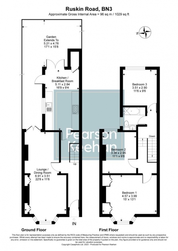 Floor Plan Image for 3 Bedroom Property for Sale in Ruskin Road, Hove