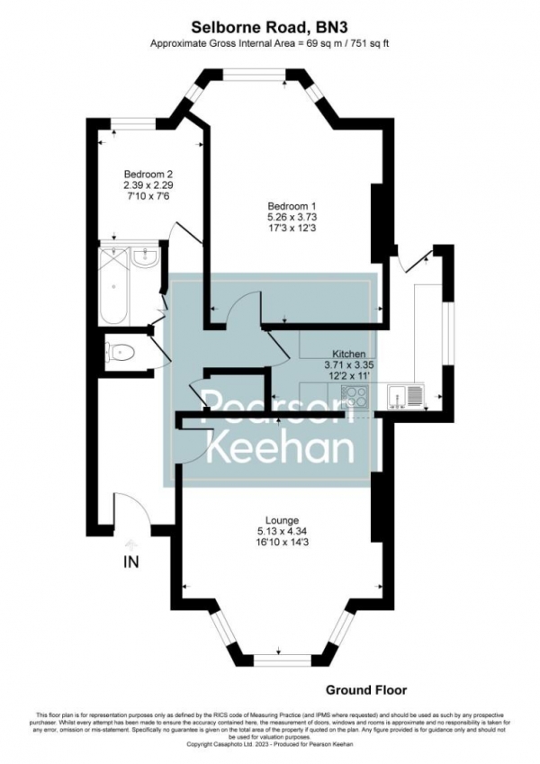 Floor Plan Image for 2 Bedroom Property for Sale in Selborne Road, Hove