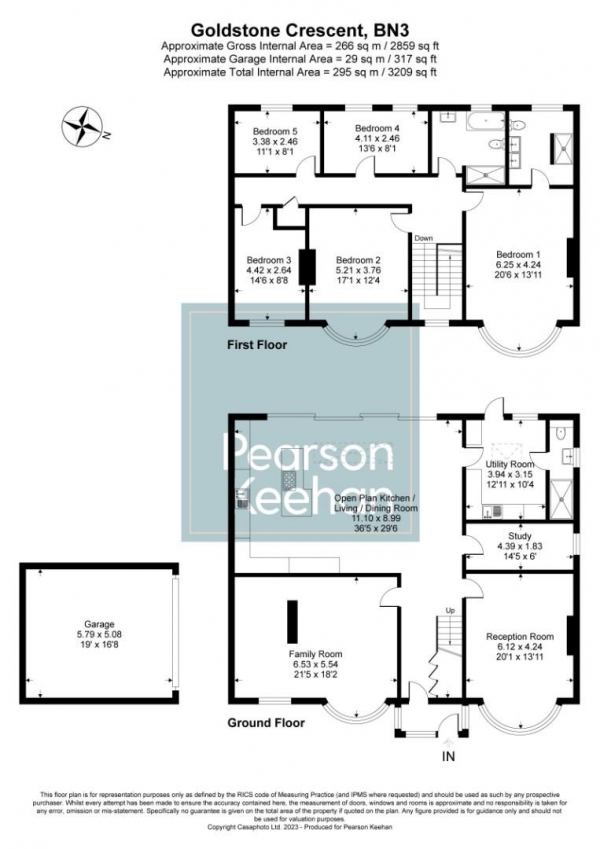 Floor Plan Image for 5 Bedroom Property for Sale in Goldstone Crescent, Hove