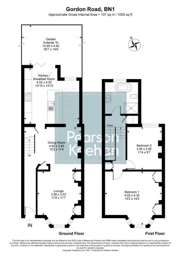 Floor Plan Image for 2 Bedroom Property to Rent in Gordon Road, Brighton