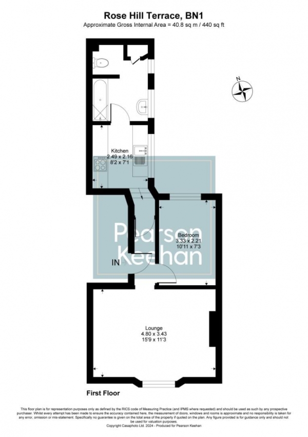 Floor Plan Image for 1 Bedroom Apartment for Sale in Rose Hill Terrace, Brighton