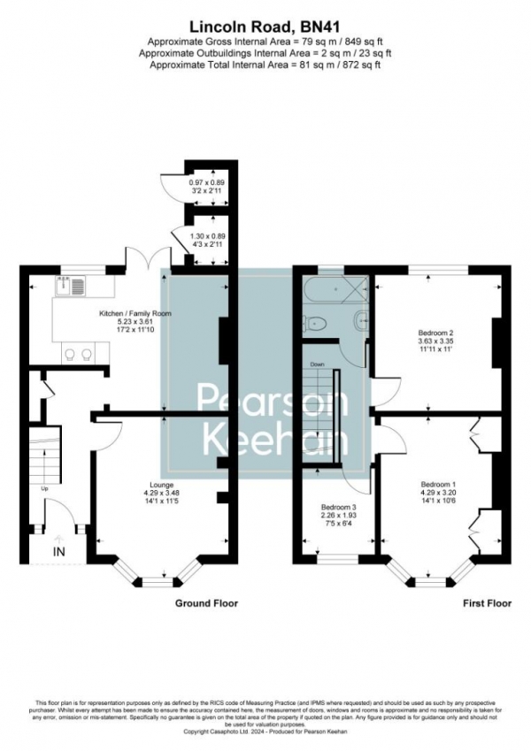 Floor Plan Image for 3 Bedroom Property to Rent in Lincoln Road, Portslade, Brighton