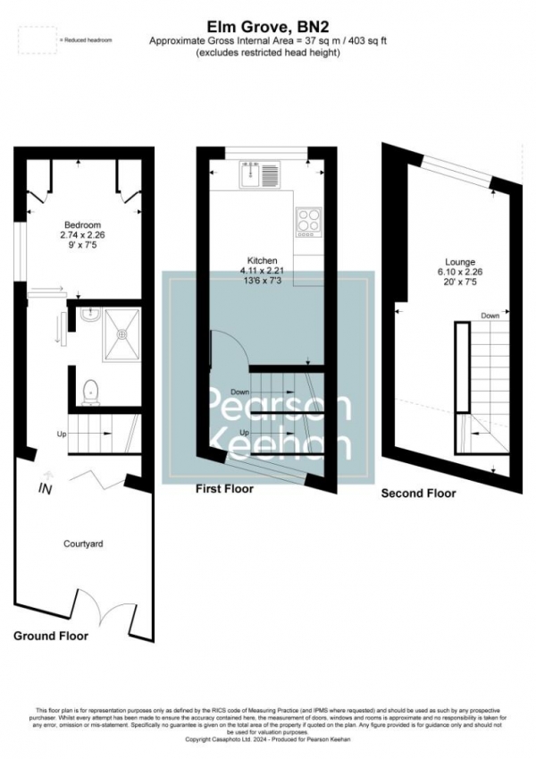 Floor Plan for 1 Bedroom Property for Sale in Elm Grove, Brighton, BN2, 3ES - Offers Over &pound280,000