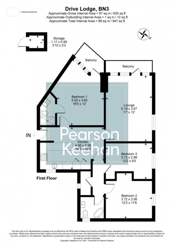 Floor Plan Image for 3 Bedroom Apartment for Sale in The Drive, Hove