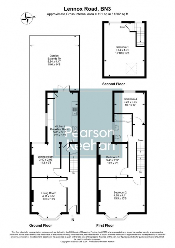 Floor Plan Image for 4 Bedroom Property to Rent in Lennox Road, Hove