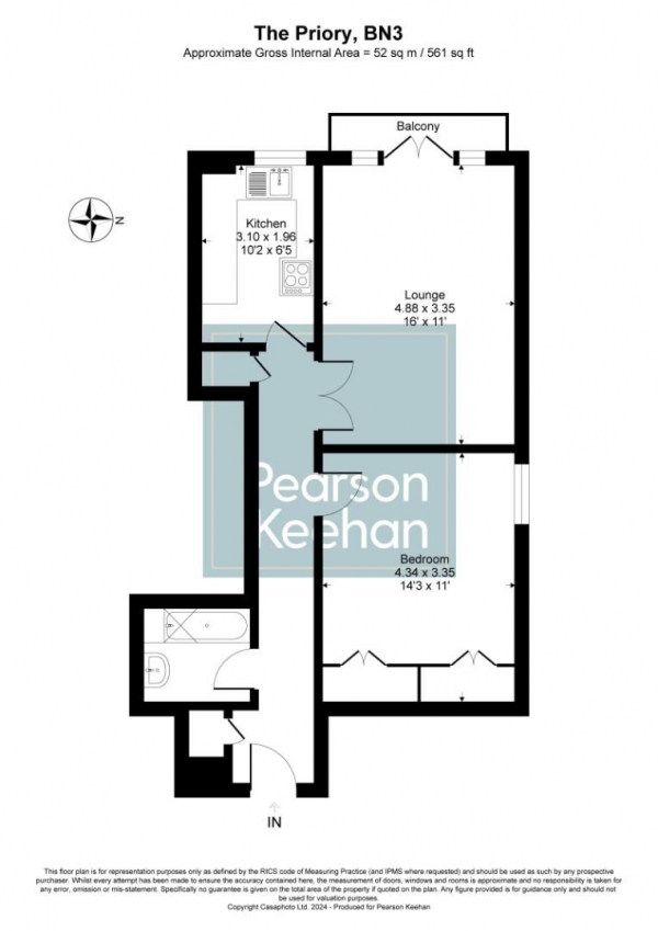 Floor Plan Image for 1 Bedroom Apartment for Sale in St. Catherines Terrace, Hove