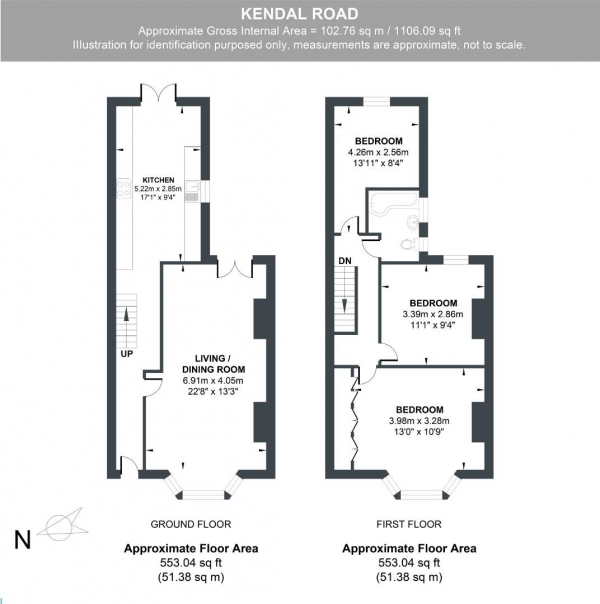 Floor Plan Image for 3 Bedroom Property for Sale in Kendal Road, Hove