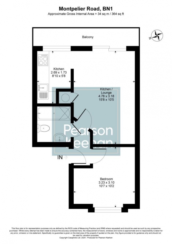 Floor Plan Image for 1 Bedroom Property for Sale in Montpelier Road, Brighton