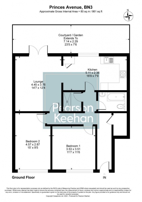 Floor Plan Image for 2 Bedroom Apartment for Sale in Princes Avenue, Hove