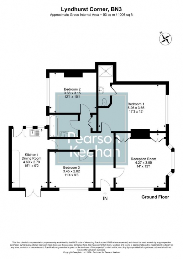 Floor Plan Image for 3 Bedroom Apartment for Sale in Lyndhurst Road, Hove