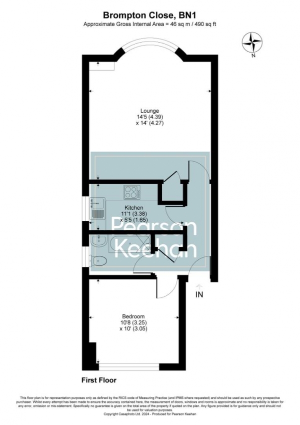 Floor Plan Image for 1 Bedroom Apartment to Rent in Brompton Close, Brighton