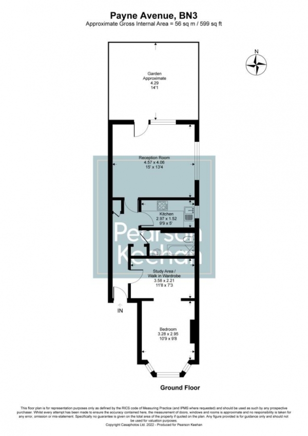 Floor Plan Image for 1 Bedroom Apartment for Sale in Payne Avenue, Hove