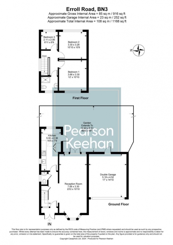 Floor Plan Image for 3 Bedroom Property for Sale in Erroll Road, Hove