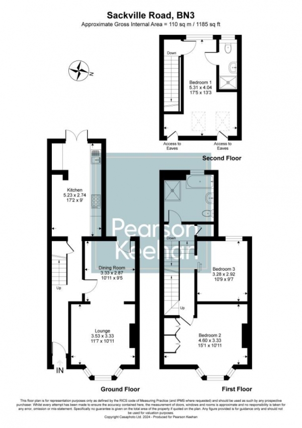 Floor Plan Image for 3 Bedroom Terraced House for Sale in Sackville Road, Hove