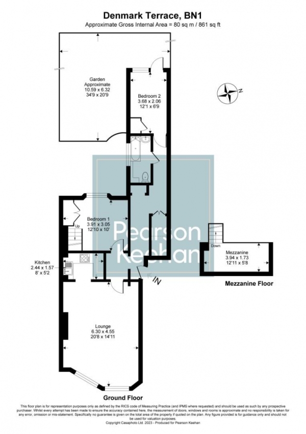 Floor Plan Image for 2 Bedroom Apartment for Sale in Denmark Terrace, Brighton