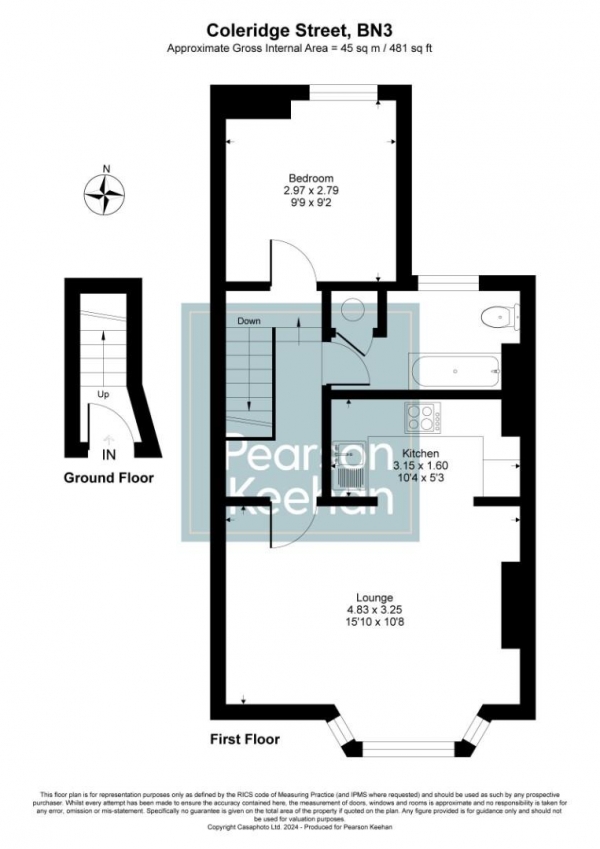 Floor Plan Image for 1 Bedroom Flat for Sale in Coleridge Street, Hove