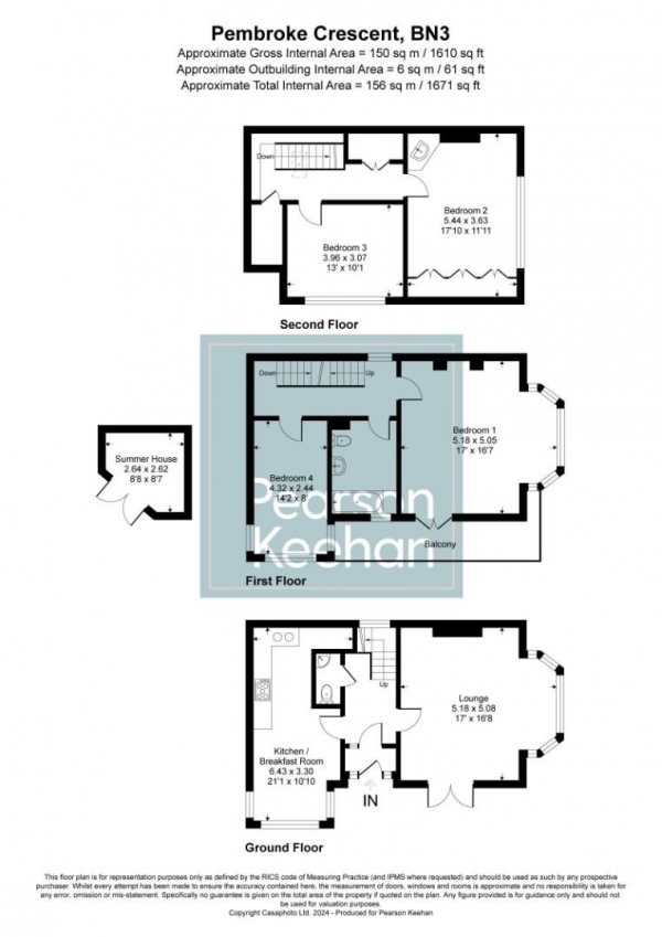 Floor Plan Image for 4 Bedroom Property for Sale in Pembroke Crescent, Hove