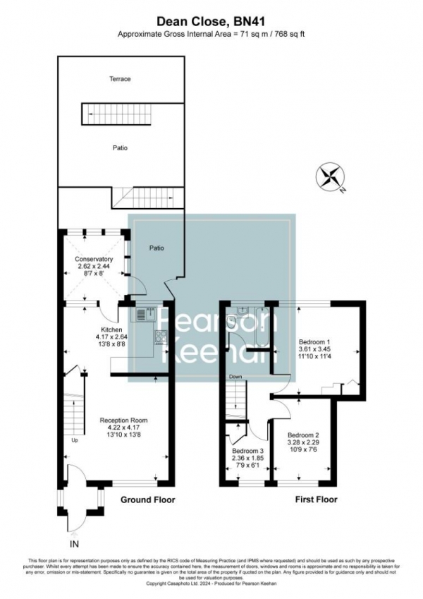 Floor Plan Image for 3 Bedroom Terraced House to Rent in Dean Close, Portslade