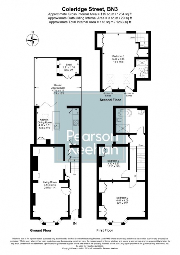 Floor Plan Image for 3 Bedroom Terraced House for Sale in Coleridge Street, Hove