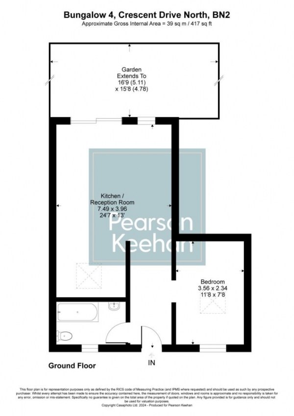 Floor Plan Image for 1 Bedroom Bungalow for Sale in 134 Crescent Drive North, Brighton