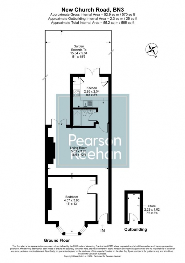 Floor Plan Image for 1 Bedroom Flat for Sale in New Church Road, Hove