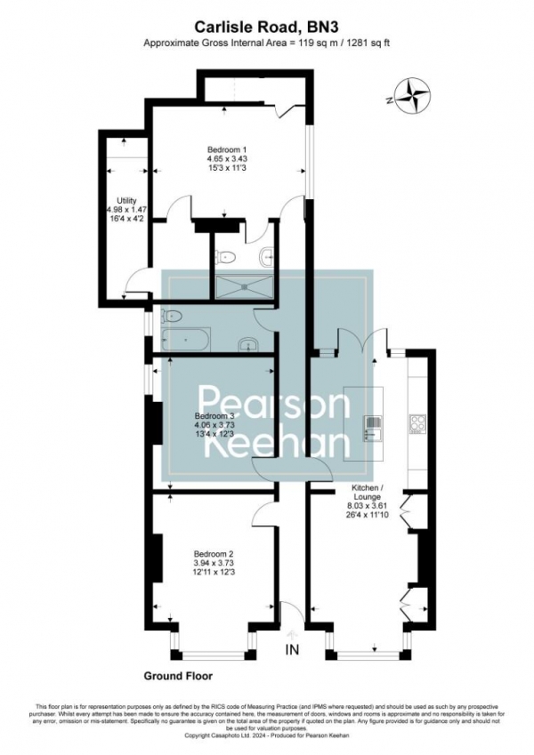 Floor Plan Image for 3 Bedroom Apartment for Sale in Carlisle Road, Hove