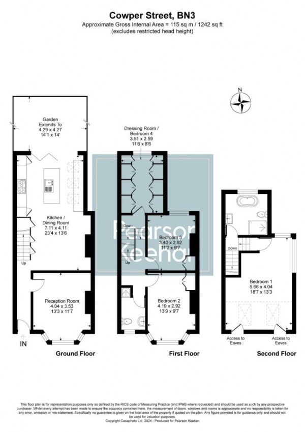 Floor Plan Image for 3 Bedroom Terraced House for Sale in Cowper Street, Hove