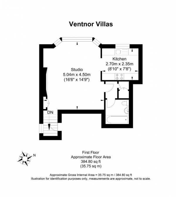 Floor Plan Image for 1 Bedroom Studio for Sale in Ventnor Villas, Hove