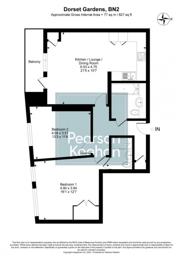 Floor Plan for 2 Bedroom Flat to Rent in Dorset Gardens, Brighton, BN2, 1GS - £392 pw | £1700 pcm