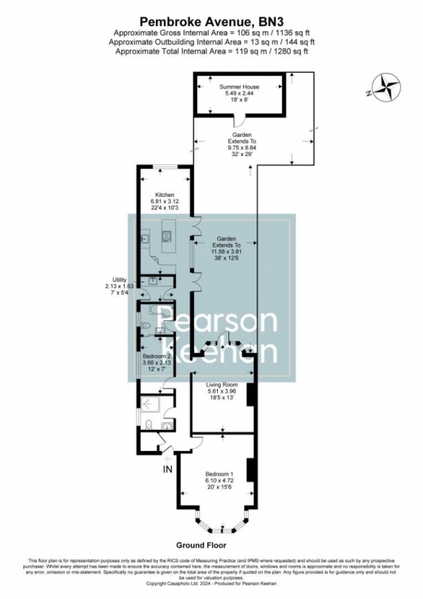 Floor Plan Image for 2 Bedroom Apartment for Sale in Pembroke Avenue, Hove