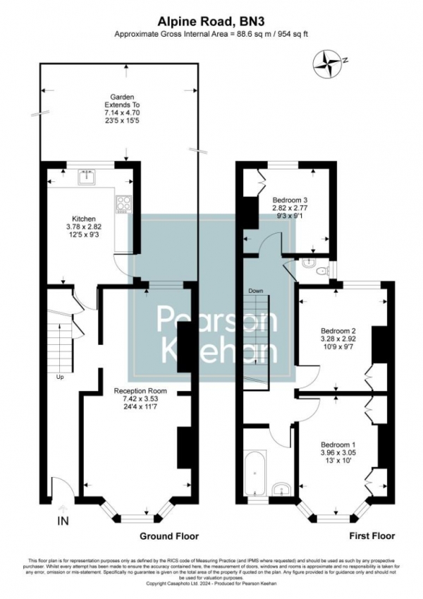 Floor Plan Image for 3 Bedroom Property for Sale in Alpine Road, Hove