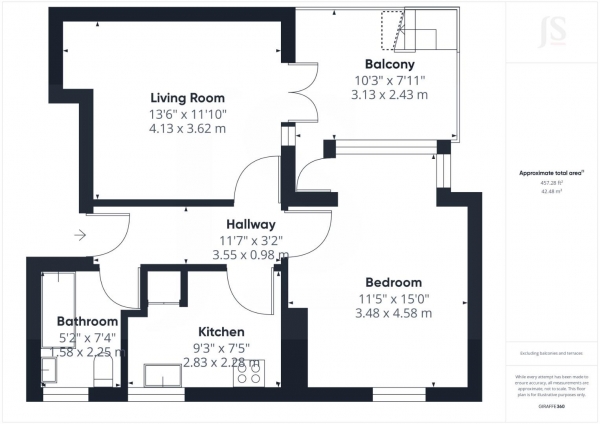 Floor Plan Image for 1 Bedroom Apartment for Sale in New Church Road, Hove