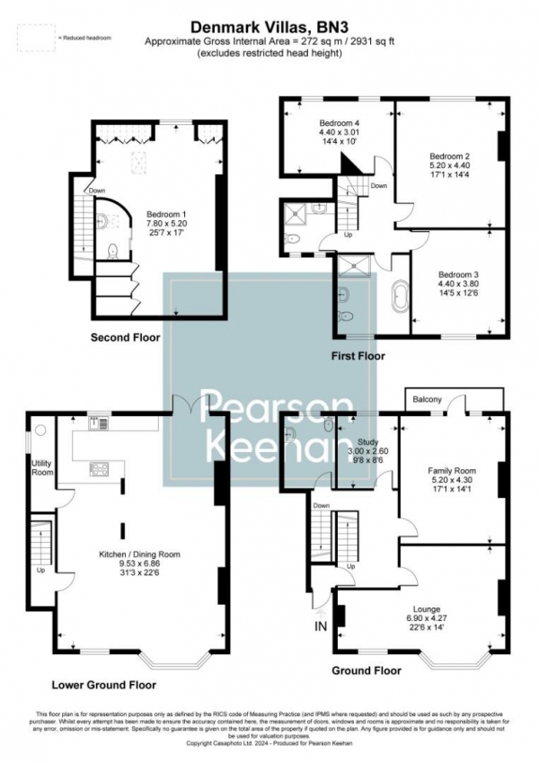 Floor Plan Image for 4 Bedroom Property for Sale in Denmark Villas, Hove