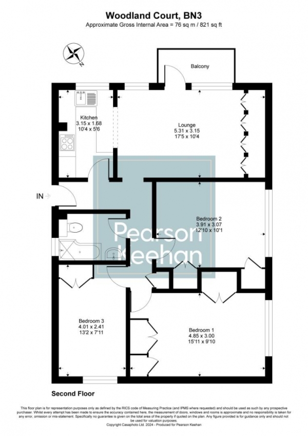 Floor Plan Image for 3 Bedroom Apartment for Sale in Dyke Road Avenue, Hove