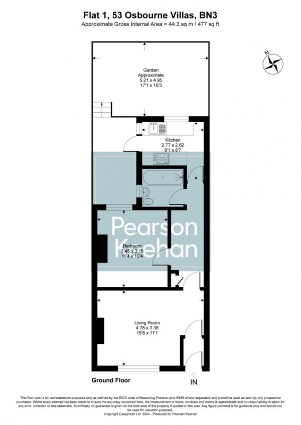 Floor Plan Image for 1 Bedroom Apartment for Sale in Osborne Villas, Hove