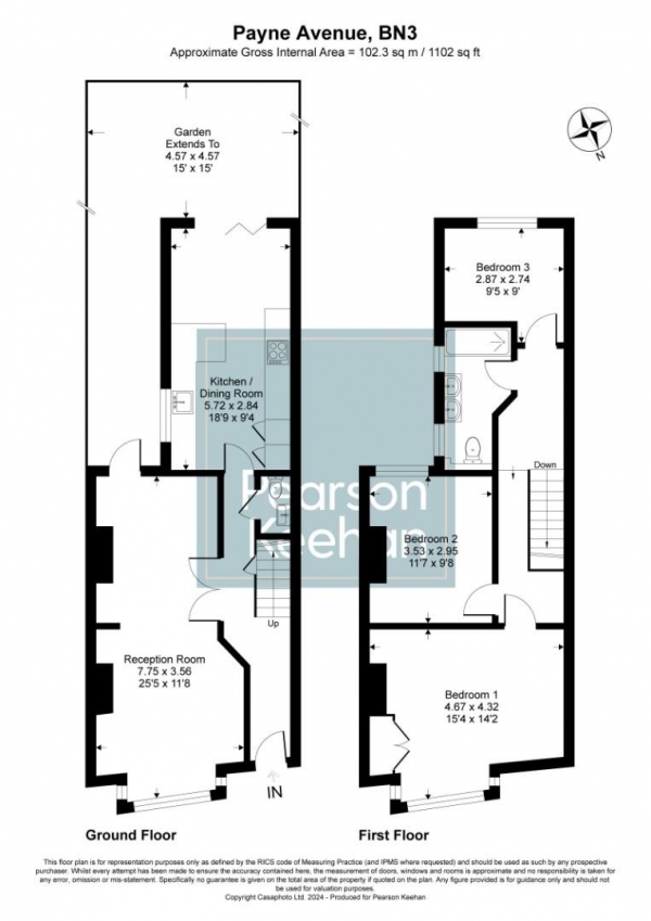 Floor Plan Image for 3 Bedroom Terraced House for Sale in Payne Avenue, Hove