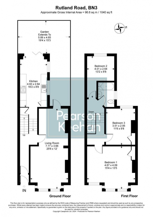 Floor Plan Image for 3 Bedroom Terraced House for Sale in Rutland Road, Hove