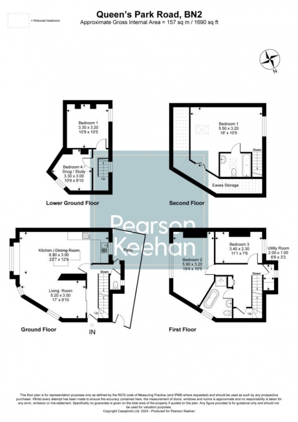 Floor Plan Image for 5 Bedroom End of Terrace House for Sale in Queens Park Road, Brighton