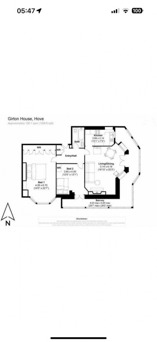 Floor Plan Image for 2 Bedroom Apartment for Sale in Kingsway, Hove