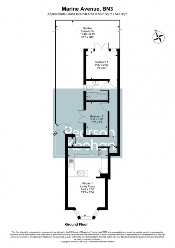 Floor Plan Image for 2 Bedroom Apartment for Sale in Marine Avenue, Hove