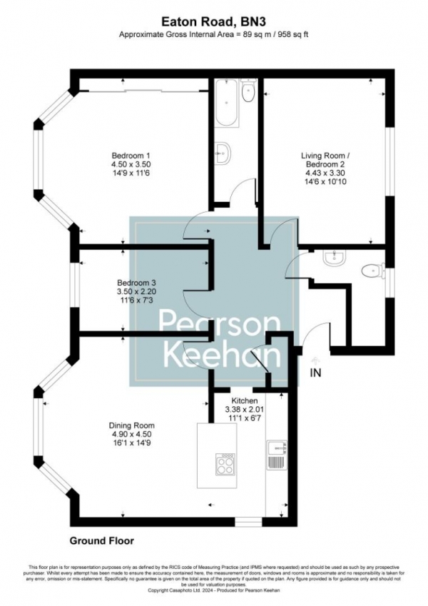 Floor Plan Image for 3 Bedroom Apartment for Sale in Eaton Road, Hove