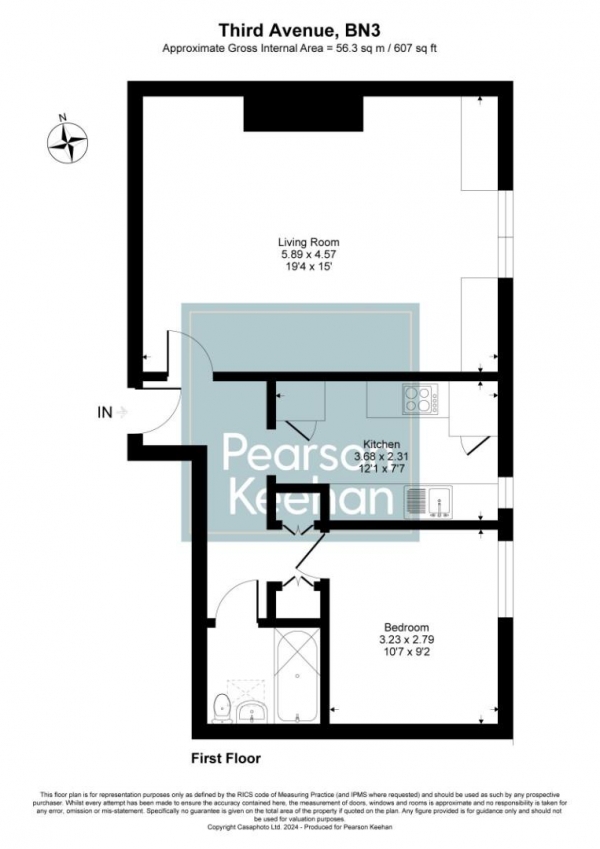 Floor Plan Image for 1 Bedroom Property for Sale in Third Avenue, Hove