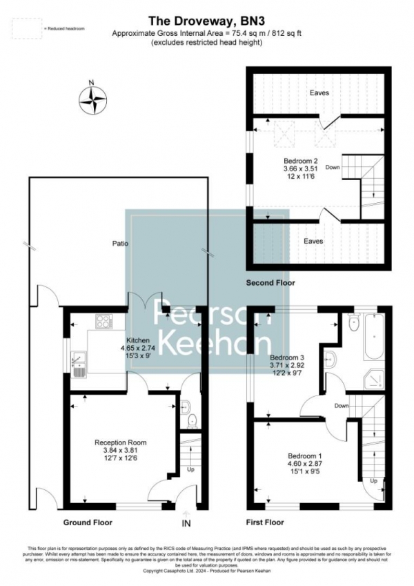 Floor Plan Image for 3 Bedroom Property to Rent in The Droveway, Hove