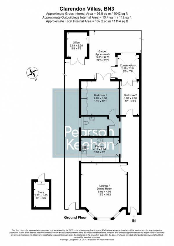 Floor Plan Image for 2 Bedroom Apartment for Sale in Clarendon Villas, Hove