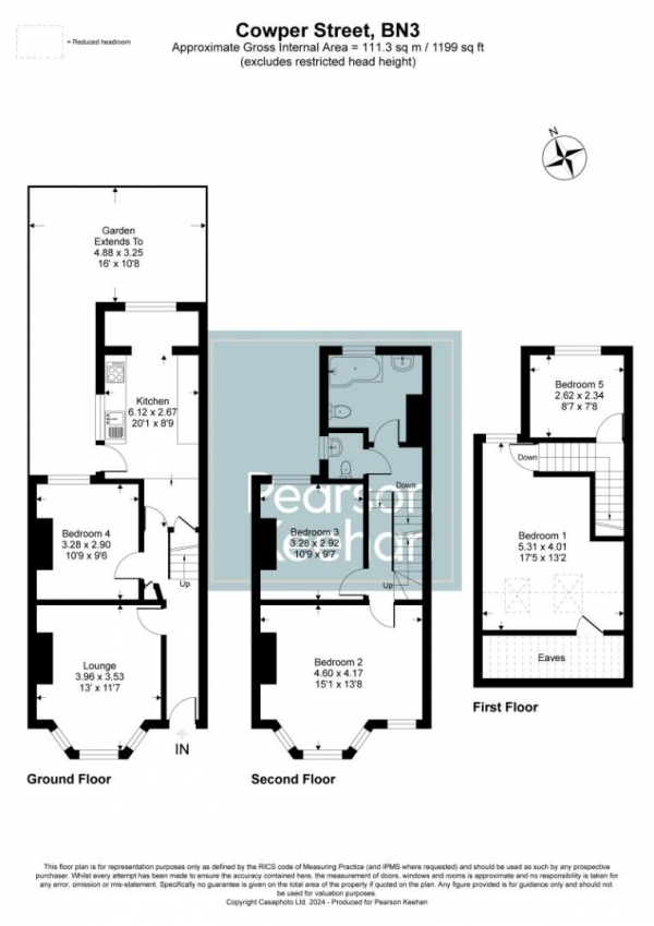 Floor Plan Image for 4 Bedroom Terraced House for Sale in Cowper Street, Hove