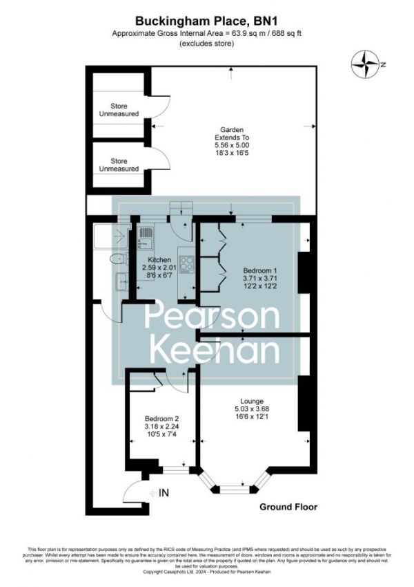 Floor Plan Image for 2 Bedroom Apartment for Sale in Buckingham Place, Brighton