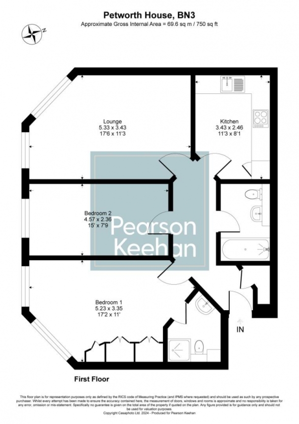 Floor Plan Image for 2 Bedroom Apartment for Sale in Davigdor Road, Hove