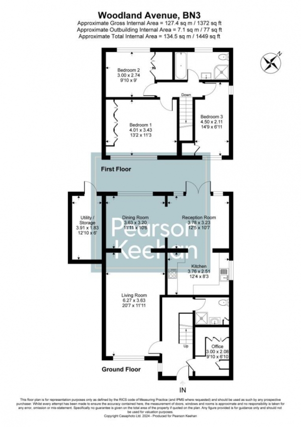 Floor Plan Image for 4 Bedroom Detached House for Sale in Woodland Avenue, Hove